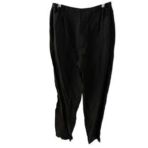 Eileen Fisher Black‎ Silk and Linen Straight Leg Pants with Pockets Size S